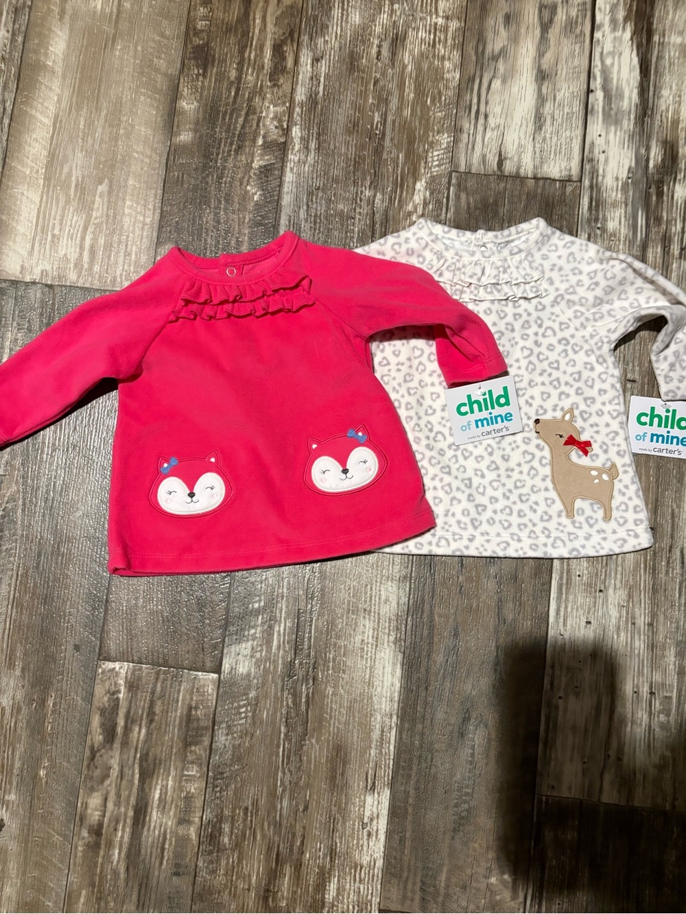 Child of Mine Lot of 2 Fleece Long Sleeve Tops Baby Girl Size 3-6 Mos NWT!